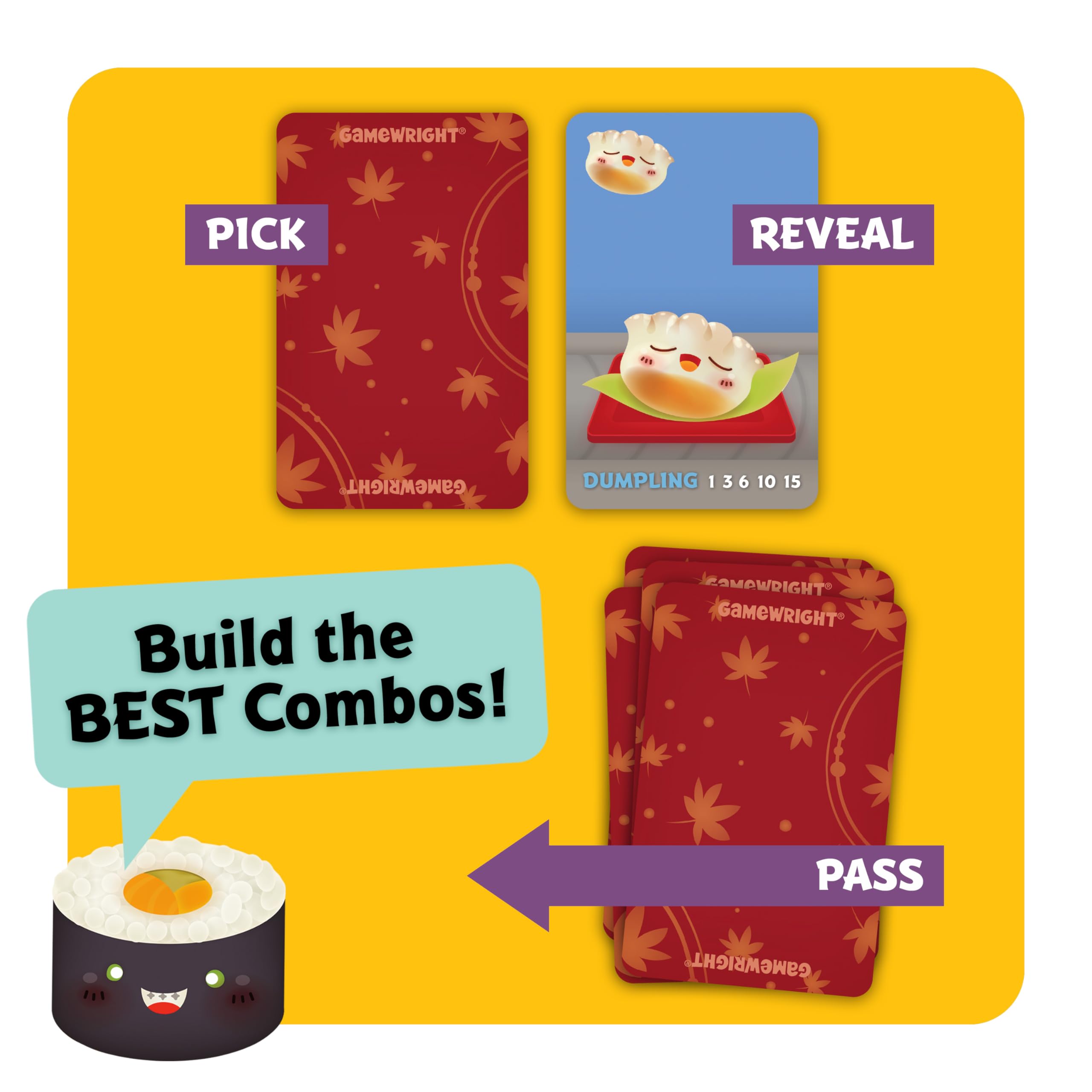 Amazon.com: Sushi Go - The Pick and Pass family Card Game from Gamewright,  great for 2-5 players aged 8 and up : Educar: Toys & Games