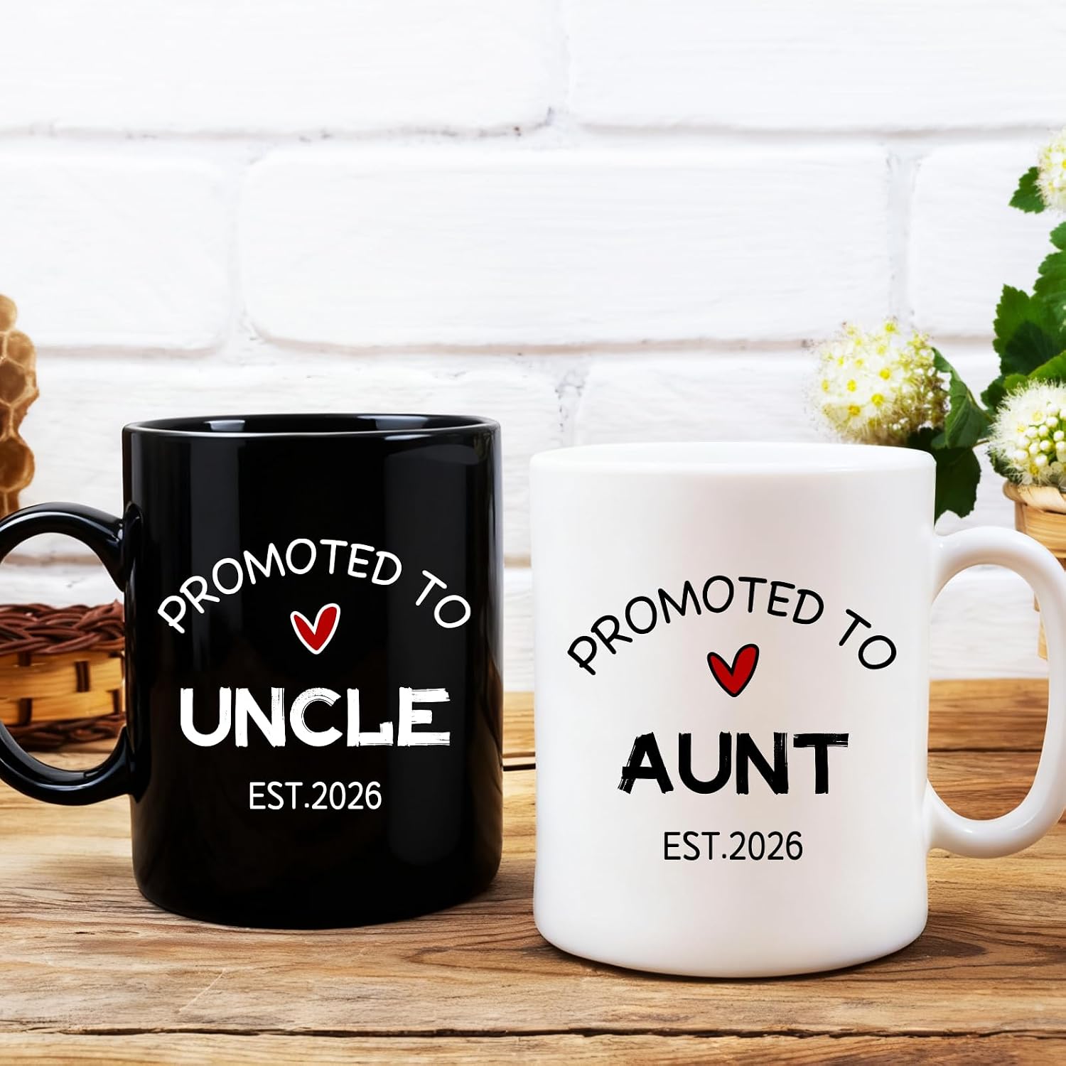 Ceramic Mug Set for New Aunt & Uncle 2026 - First-Time Keepsake Gift for Pregnancy Announcement & Gender Reveal (11oz) -128 image 2