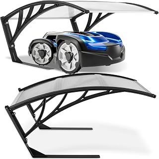 tectake® Abri Garage pour Robot Tondeuse, Abri de Jardin pour Robot Tondeuse sans Fil périphérique, Auvent Résistant aux intempéries & UV, Fixation au Sol ou ancrage avec des piquets Inclus