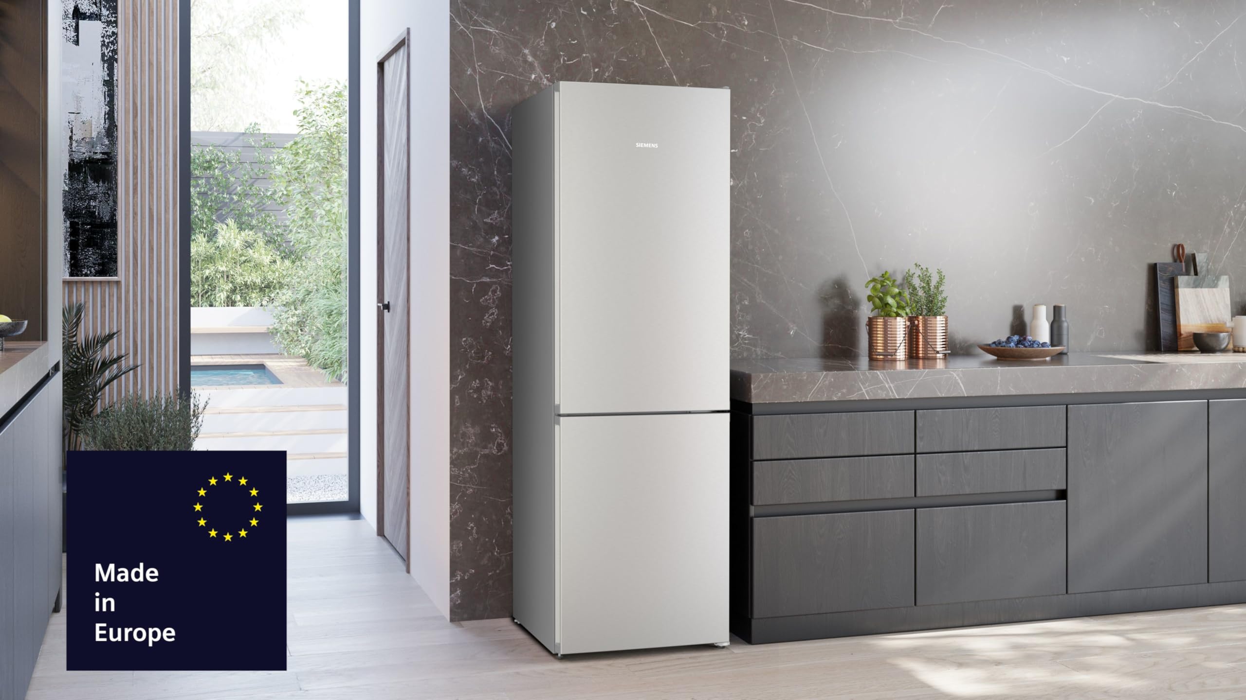 Siemens iQ300 Freistehende Kühl-Gefrier-Kombination 186 x 60 cm, KG36NVIBG, 218 L Kühlen & 103 L Gefrieren, Total noFrost, Nahtlose Platzierung, hyperFresh 0ºC Schublade, antiFingerprint Edelstahl