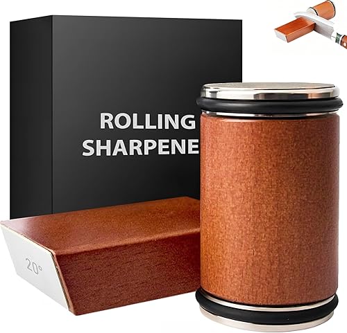 Kit de afilador de cuchillos rodantes, herramienta de afilado de cuchillos de diamante y cerámica, guía de ángulo magnético de 15 y 20, juego de