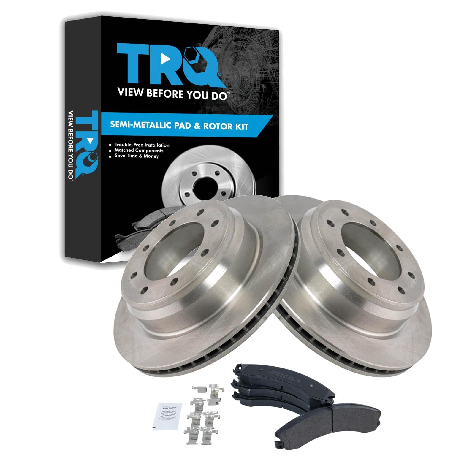 TRQ Rear Brake Pad and Rotor Set Semi Metallic