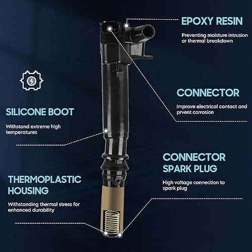 Miniatura 3 de Juego de 8 bobinas de encendido compatibles con Ford F-150 F-250 F-350 E-350 Super Duty Lobo V8 6.2L, repuesto OEM # UF639 UF631 C1800 C1801, negro