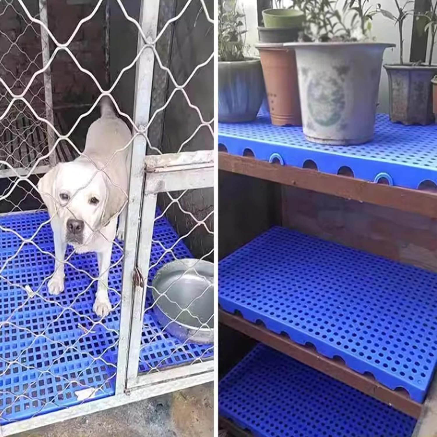 XPLKQXE Supermarket Goods Display Plastic Pallets, Lightweight Floor Storage Polyethylene Pallet Pad Board, Warehouse Breathable Grid Ventilation Tray Mat (Color : Blue-39.4x31.5x1.6in, Size : 1pcs