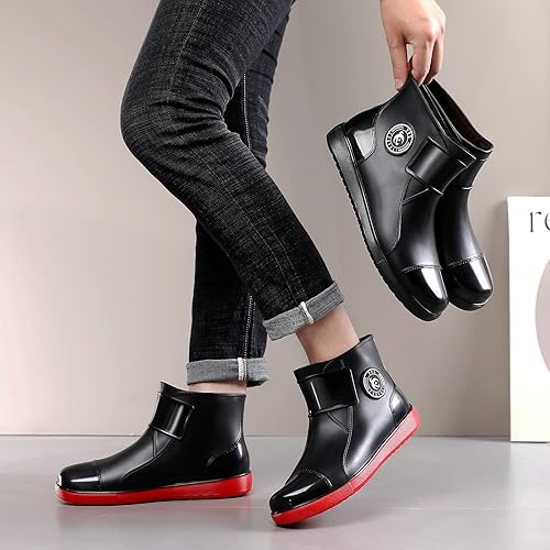 Miniatura 6 de Hsttgsr Botas de lluvia para mujeres y hombres, botas de goma impermeables para hombre, botas de jardín antideslizantes, zapatos de pesca ligeros