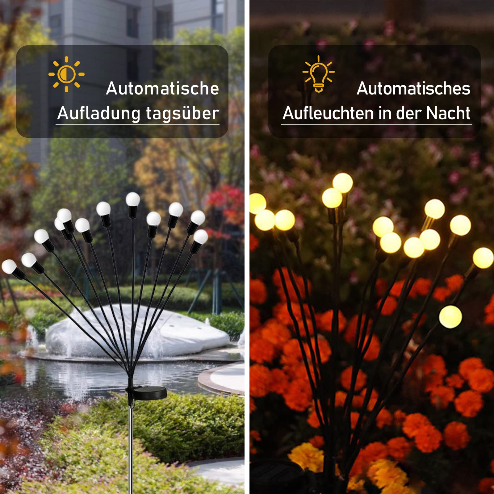 MLOQI 1 zestaw zewnętrznych solarnych lamp ogrodowych, świetliki solarne 12 diod LED IP65, wodoszczelne, zewnętrzne lampy solarne LED, przejście, urodziny, dekoracja ogrodowa na zewnątrz