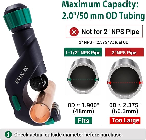 Copper Pipe Cutter, 3/16-2 OD Tubing Cutter Kit