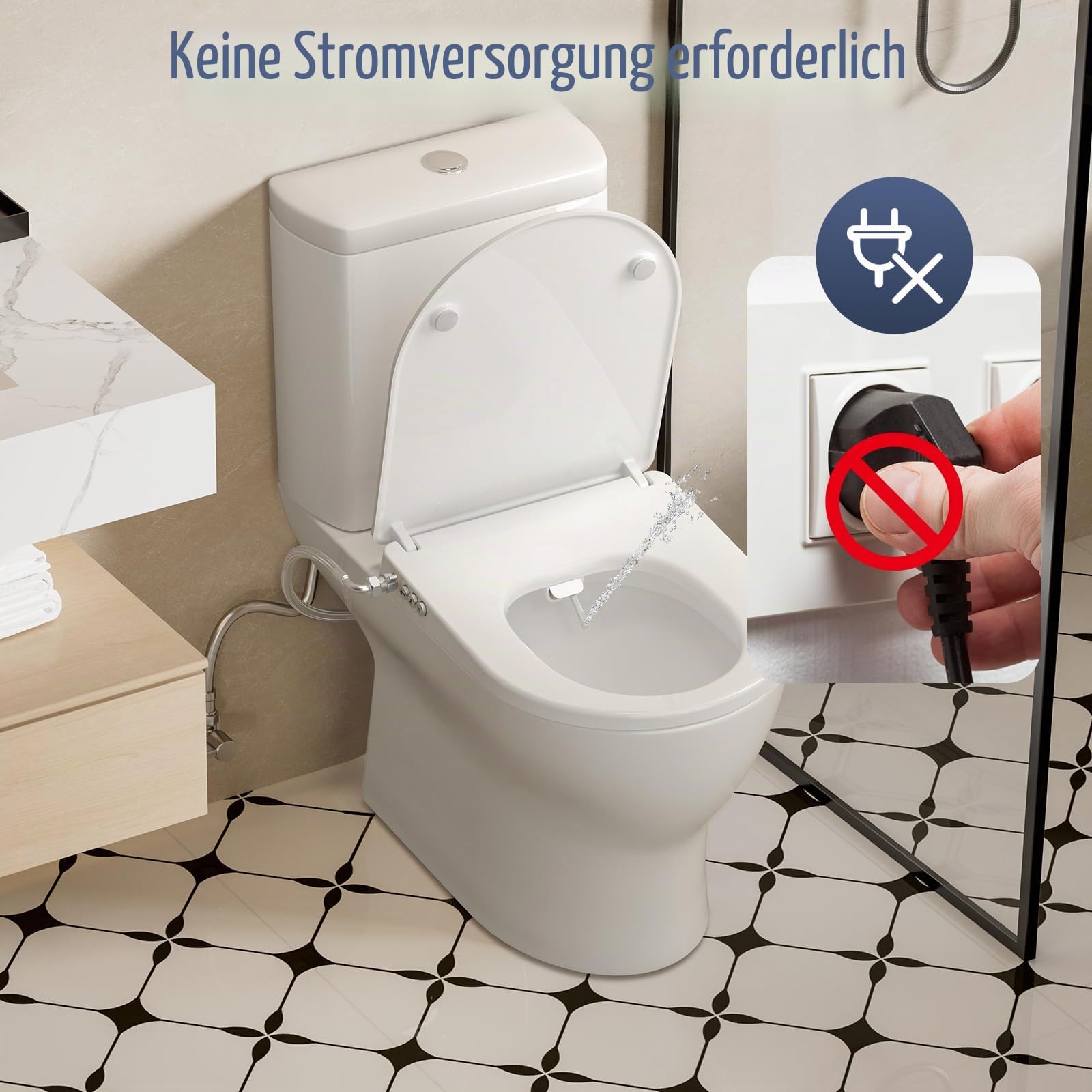 SAMODRA WC Sitz D Form mit Absenkautomatik - Bidet Toilettensitz - Dusch WC Aufsatz Bidet Japanische Toilette - - Nicht Elektrischen Bidet Aufsatz Selbstreinigenden Doppeldüsen