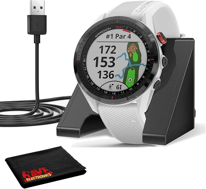 Garmin Approach S62 GPS Golf Watch (Black Bezel/White Band) with Virtual  Caddie,Mapping Includes Charging Base and Cleaning Cloth : Electronics -  Amazon.com