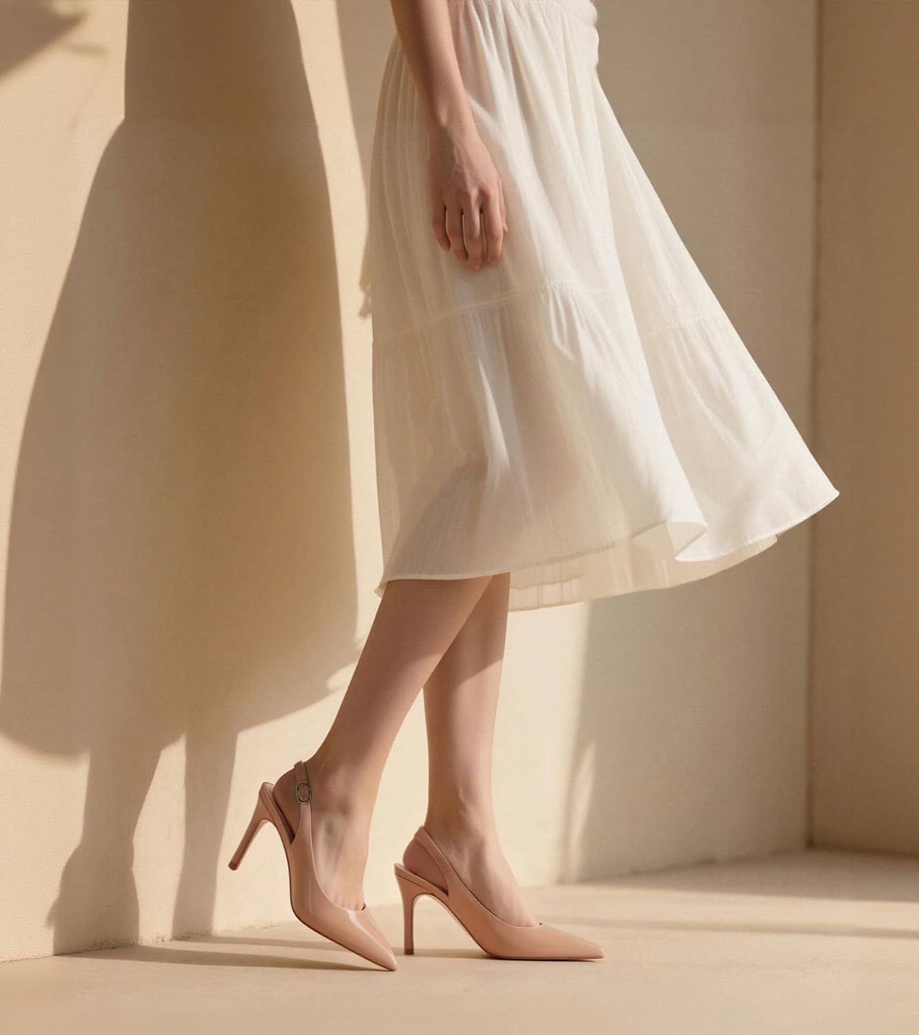 JOY IN LOVE Womens Slingback High Heels Stiletto Pointed Closed Toe Pumps - Image 5