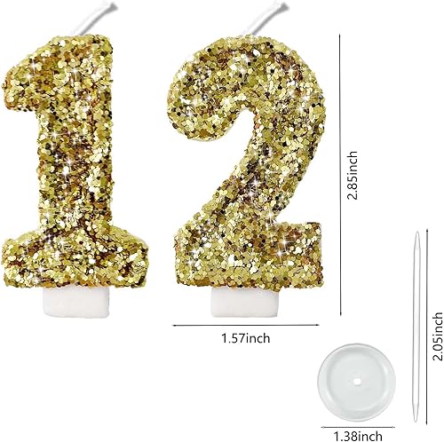 Miniatura 65 de Velas de números con purpurina de oro rosa de 2.8 pulgadas, muchos colores, regalos de cumpleaños de 22 años, velas de cumpleaños, velas de números