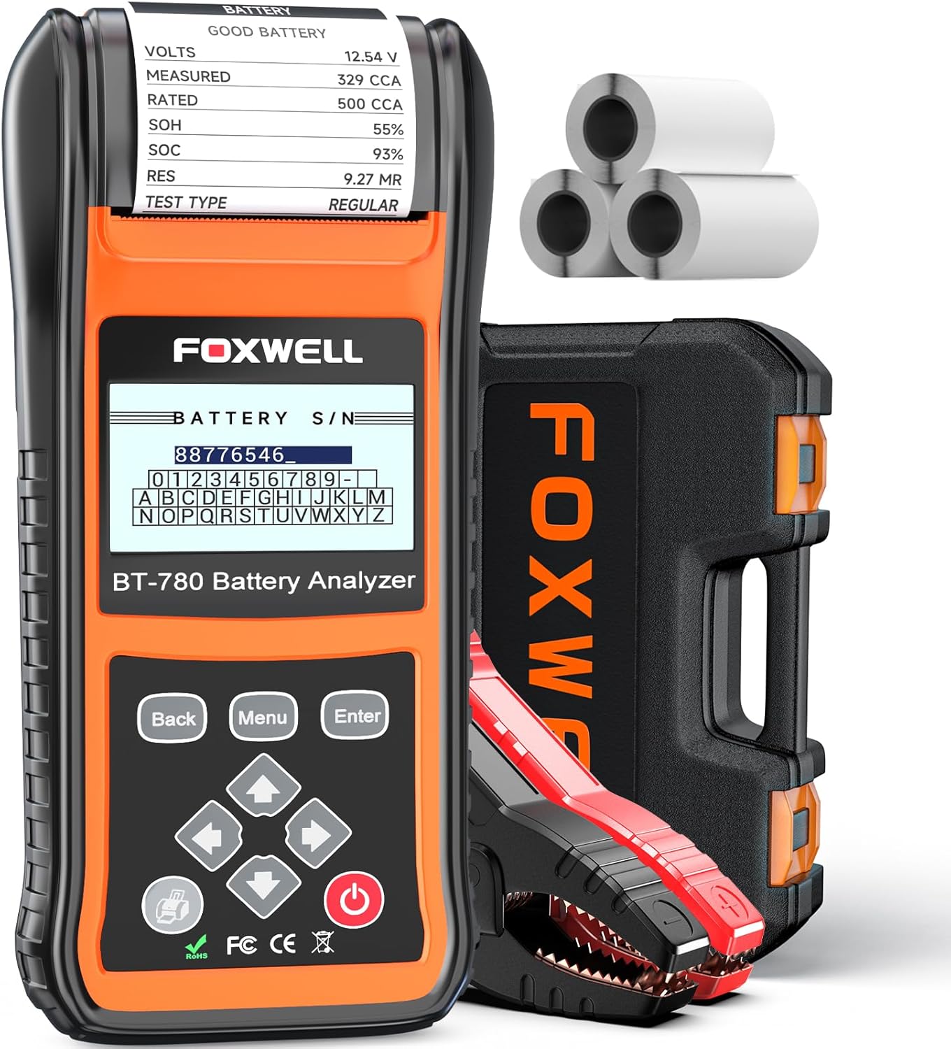 Upgraded from BT705, 2026 FOXWELL BT780 24V 12V Automotive Battery Tester with Printer, Skilled Battery Load Analyzer, 100-2000CCA Automotive Cranking Charging System Checker for Professional Technician & Store