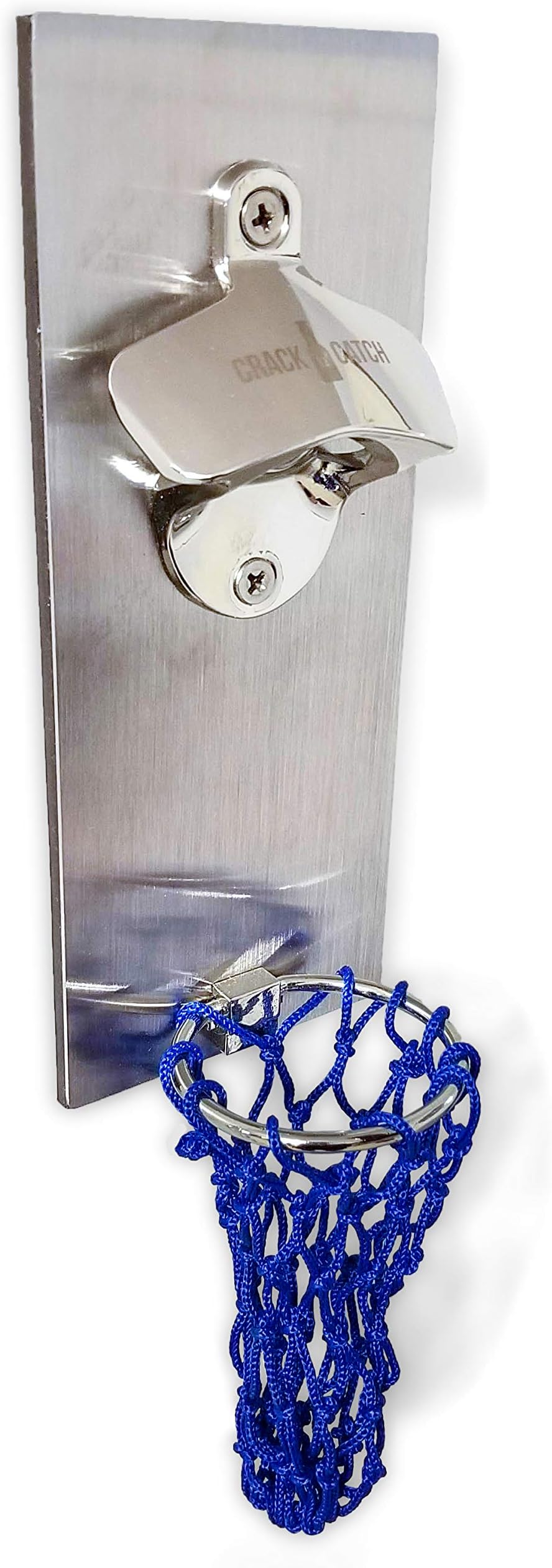 Alitaver CracknCatch Magnetic Bottle Opener for Refrigerator with Hoop and Magnet Cap Catcher - Stainless Steel