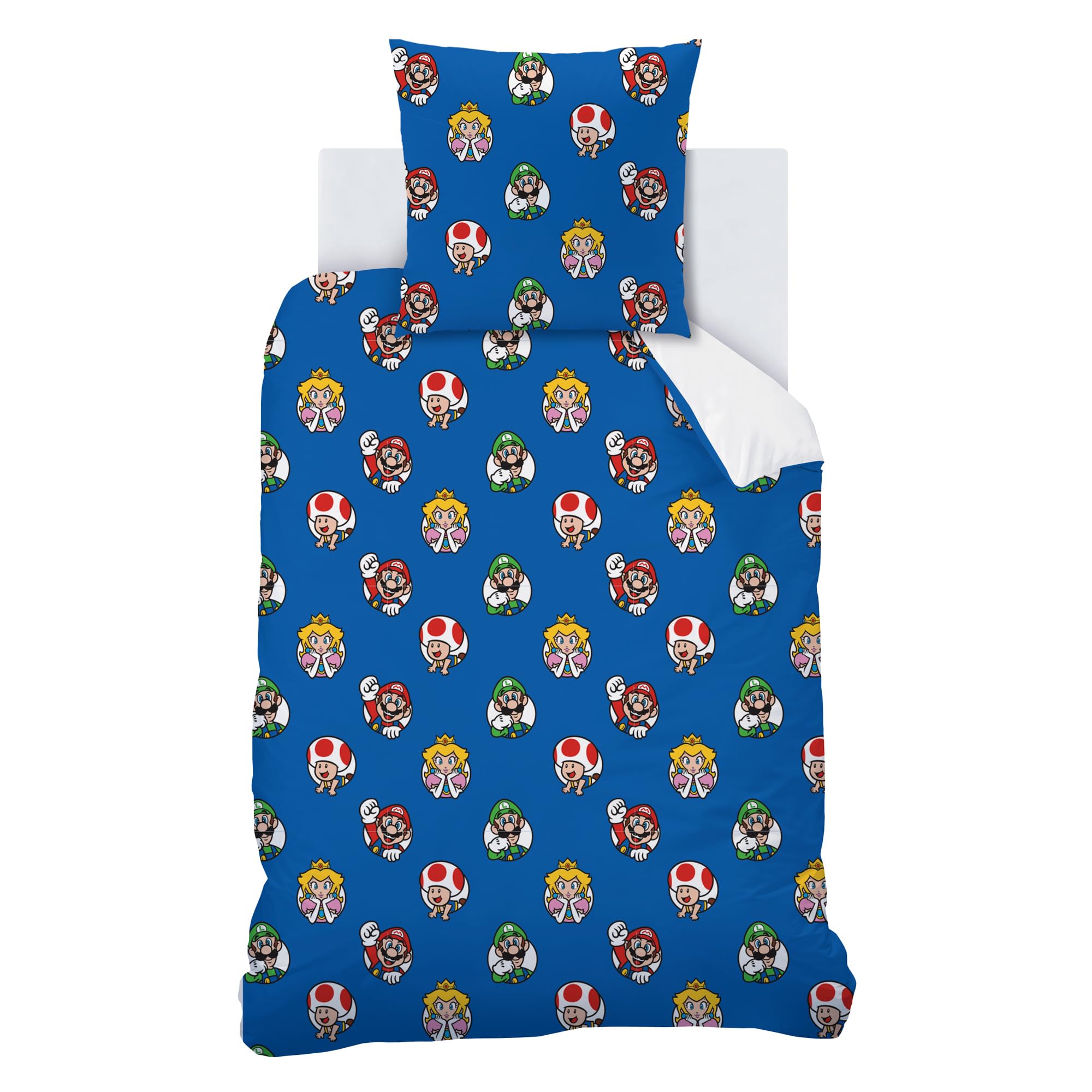 Mario Friends Parure de lit imprimée 100% coton - Licence officielle
