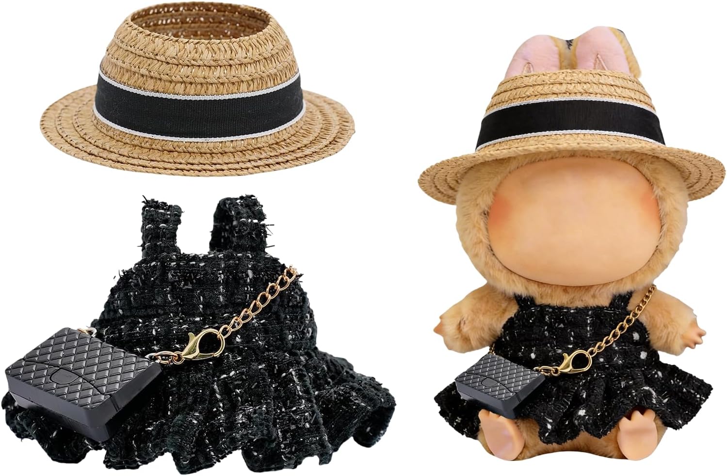 Clothes for 17cm Dolls, Luxury Chic Style Set High-End Fashion Outfit with Premium Dolls Accessories for Play & Display - Including Bag (White)