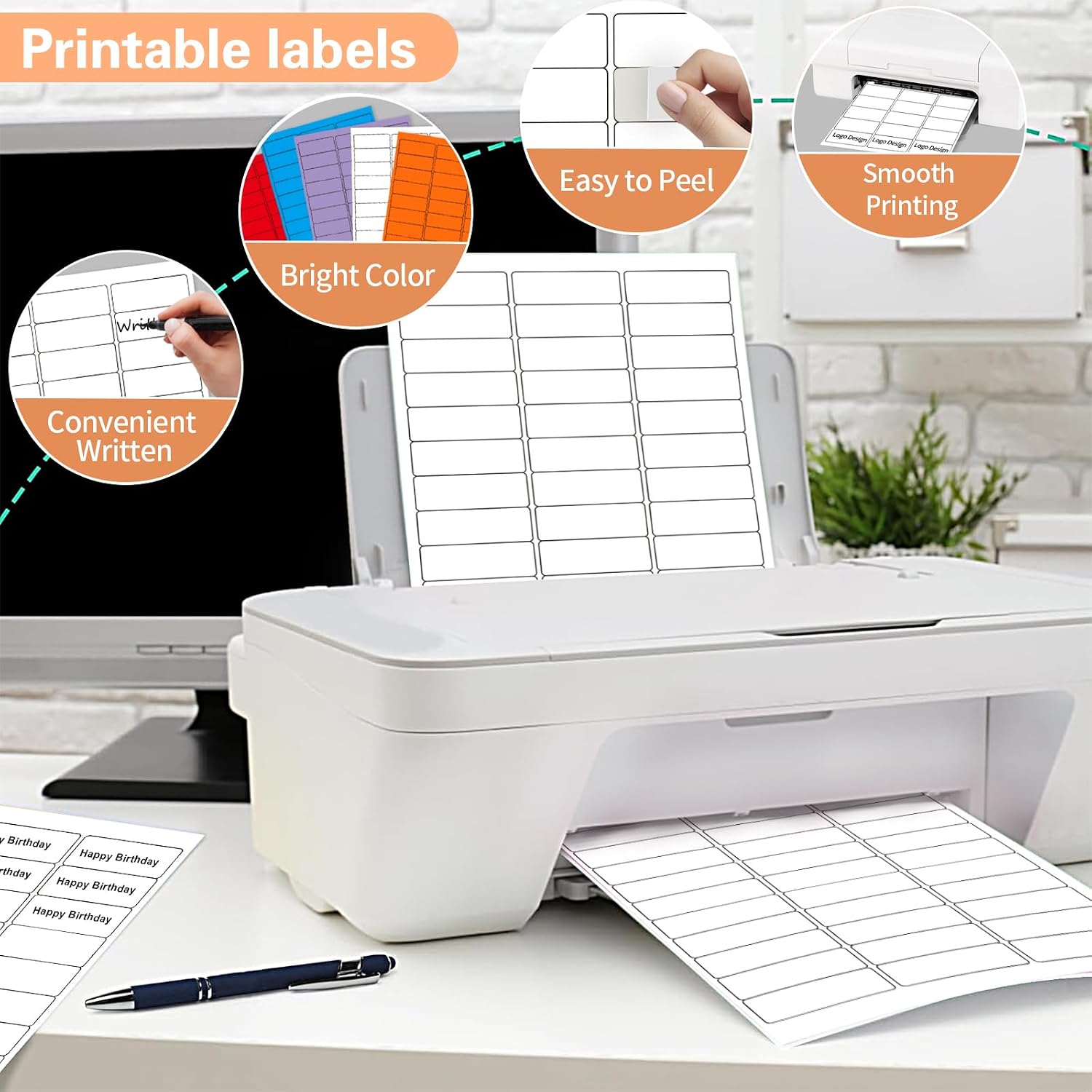 1" x 2-5/8" Address Labels, 600 Label Stickers- Laser/Ink Jet Printer Mailing Labels, 8.5"x11" White 20 per Sheet image 2