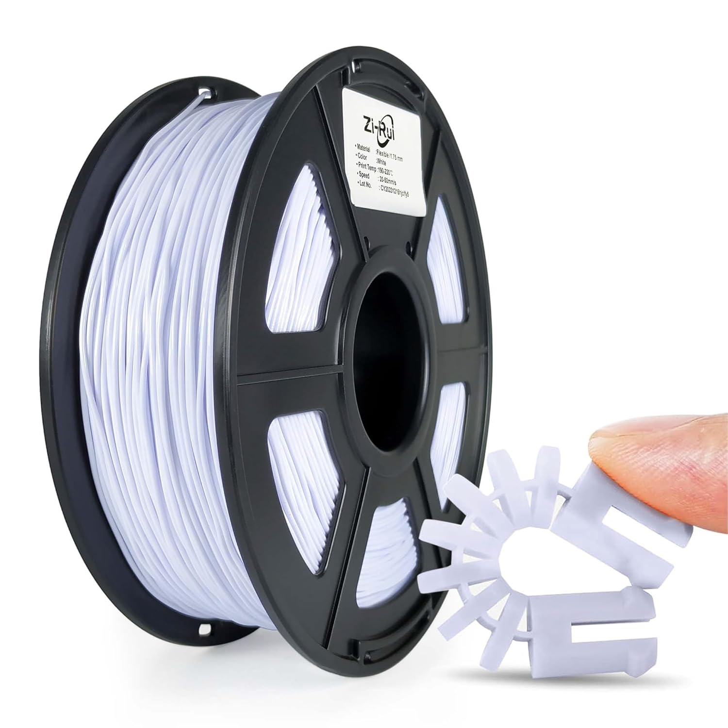 Zi-Rui TPU 3D Printer Filament 1.75mm, Flexible Soft TPU 3D Printing Filament Supports High Speed, 1kg Spool(2.2lbs), Paper White - Image 2