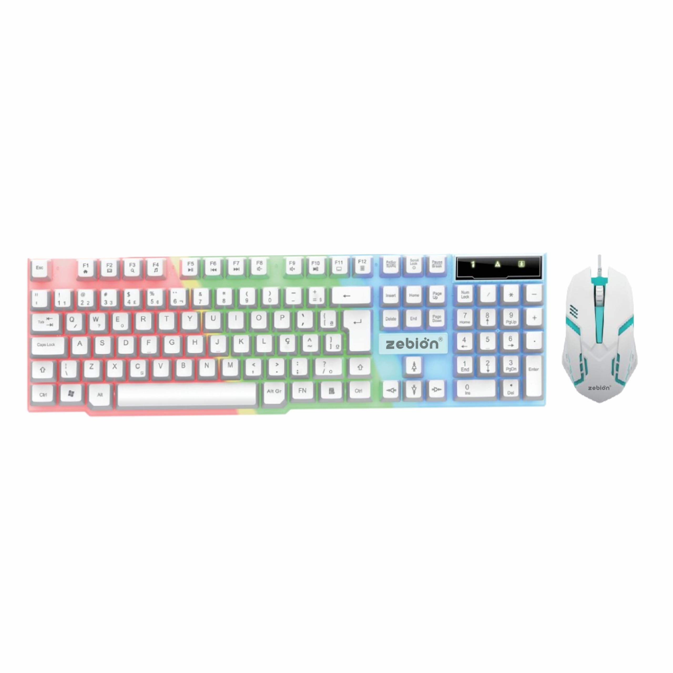 ZEBION Sensei Wired Gaming Keyboard Mouse Combo with RGB Lights, The Backlit Keys are Bright and Sharp, Adjustable DPI with Color Changing RGB Light, Durable Body, 1 Year Warranty (White)