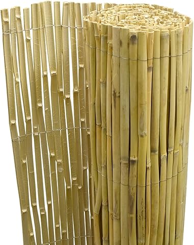 JARDIN202 - Cerramiento de Caña Partida Nacional para Exteriores - Privacidad 95%, Cosido con Alambre - Disponibles 1x5m, 1.5x5m, 2x5m | Rollo: 1 x 5 Metros -