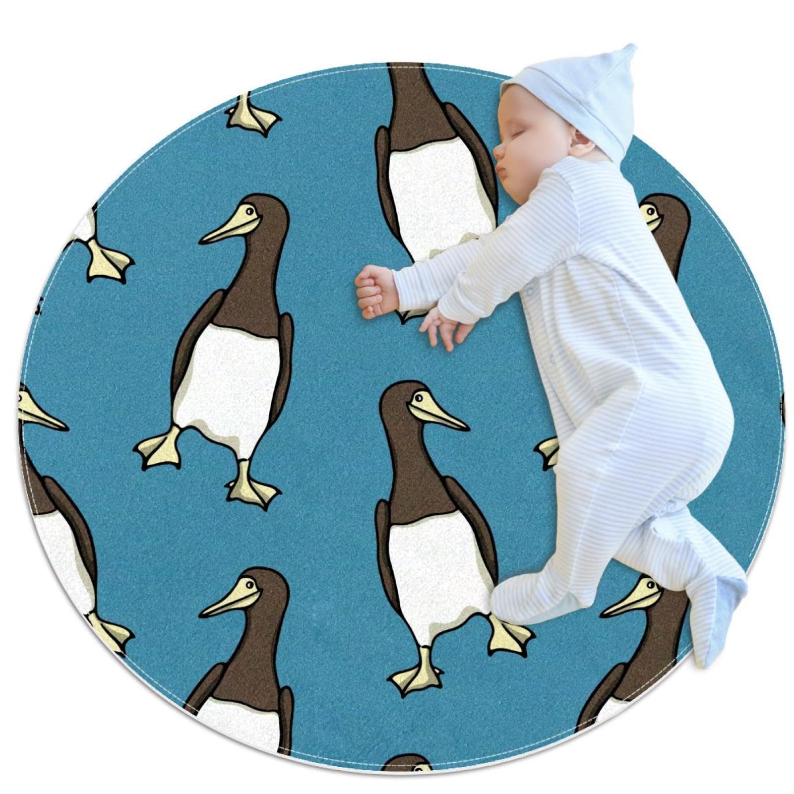 Tapis de salle de bain nichons marron et camomille 1m imprimé artistique rond