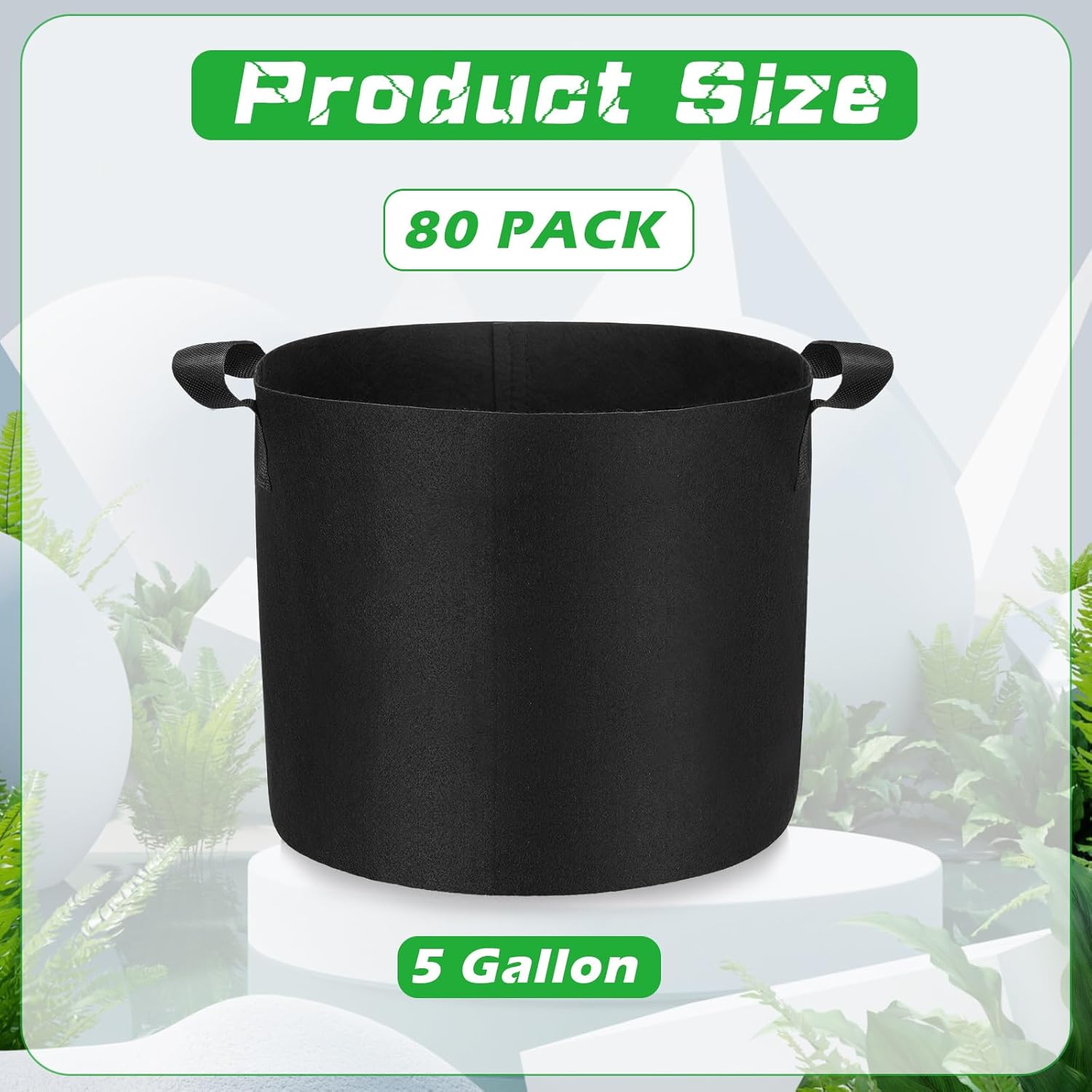80 Pack 5 Gallon Grow Bags Bulk Heavy Duty Thickened Nonwoven Plant Fabric Pots Vegetable Grow Nursery Pots with Reinforced Handles for Vegetables Potato Tomato and Flower