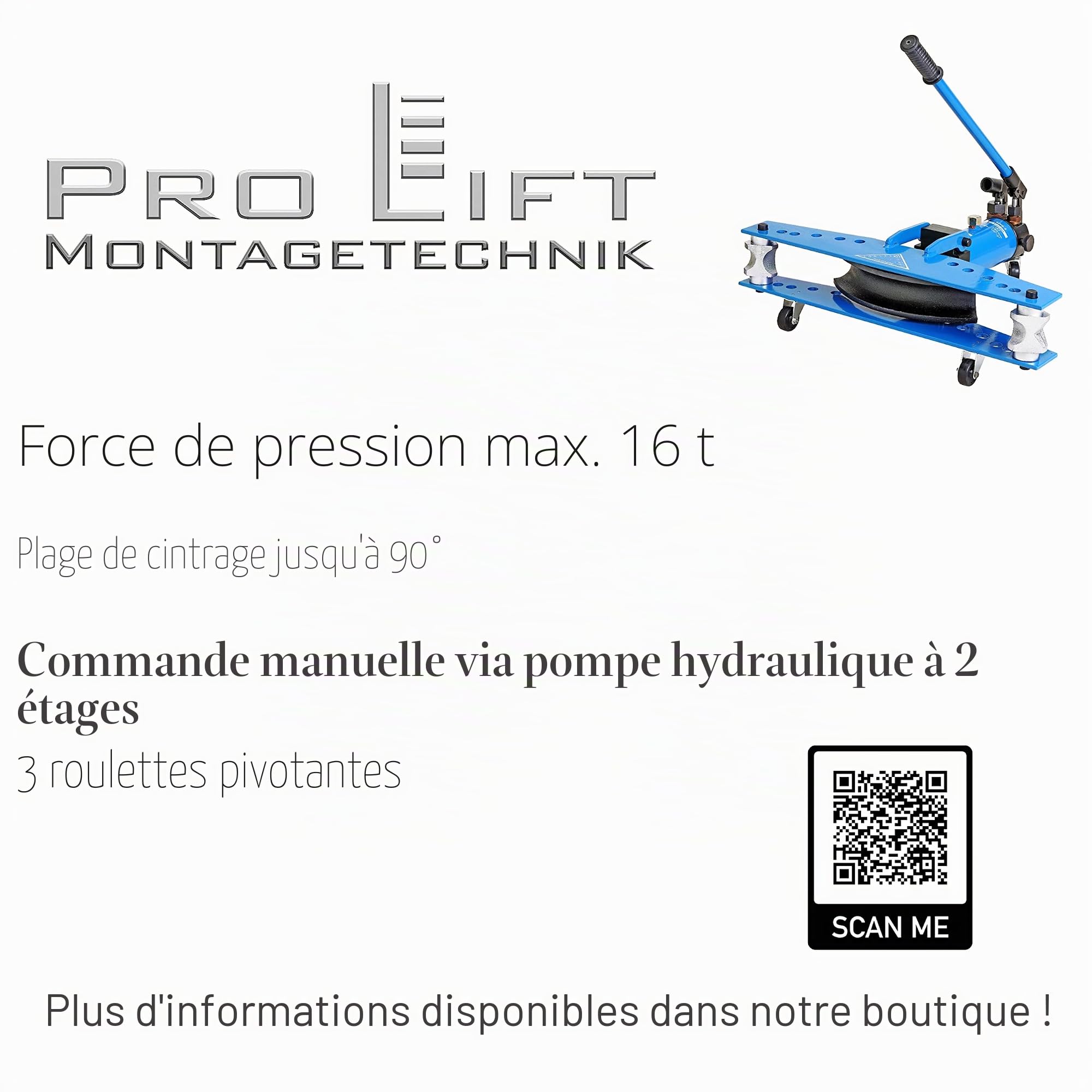 'Pro-Art-Bilderpalette Lift technique de montage hydraulique 16T Cintreuse de tuyau 150 mm, Machine à cintrer 1/2 " – 2 swg2j, 02159