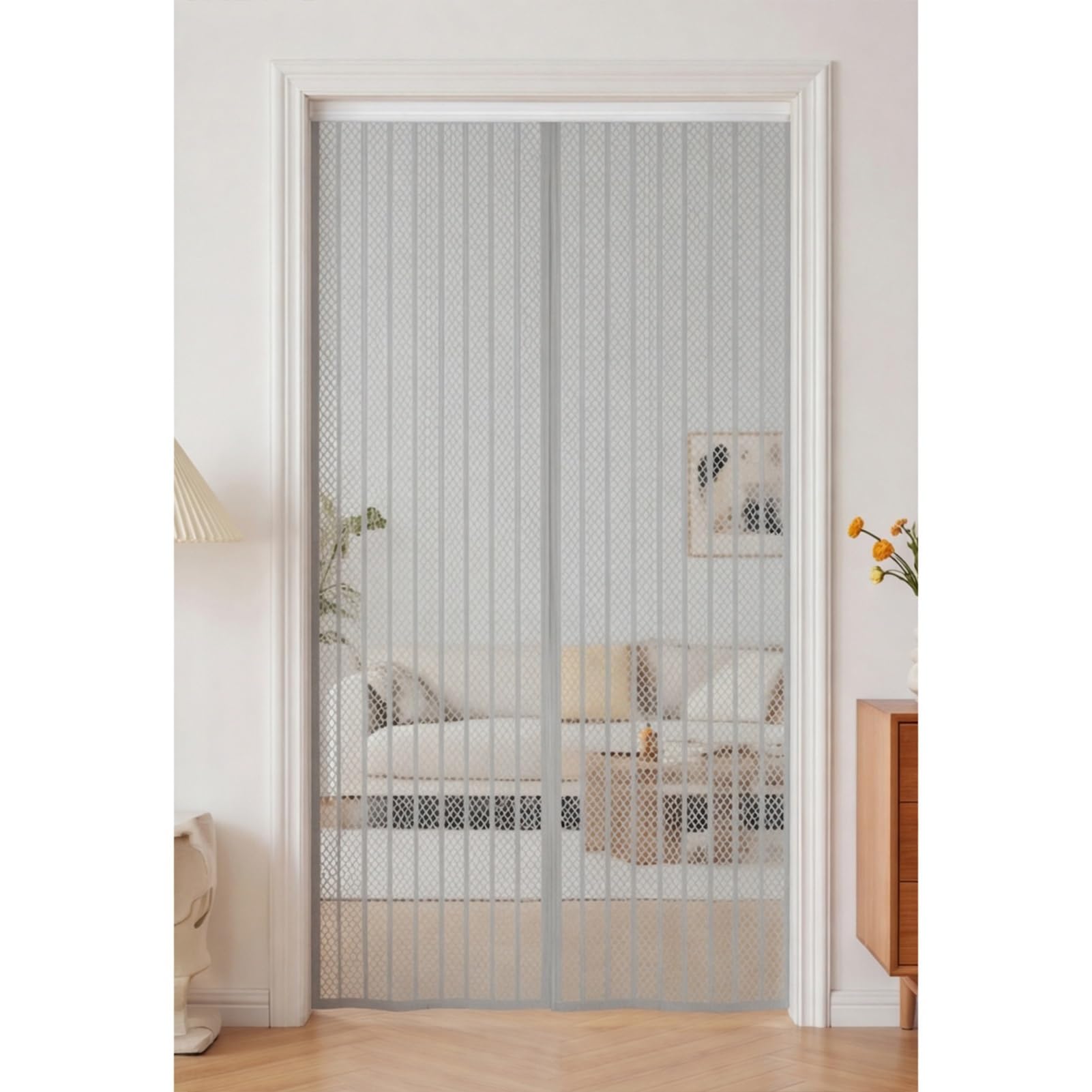 Goutui Grey Screen Doors With Magnets 193 X 286 Cm Frame Hook & Loop Hundreds Of Sizes Fly Nets For Doors With Powerful Magnets Keeps Bugs Out Easy To Install Without Drilling,