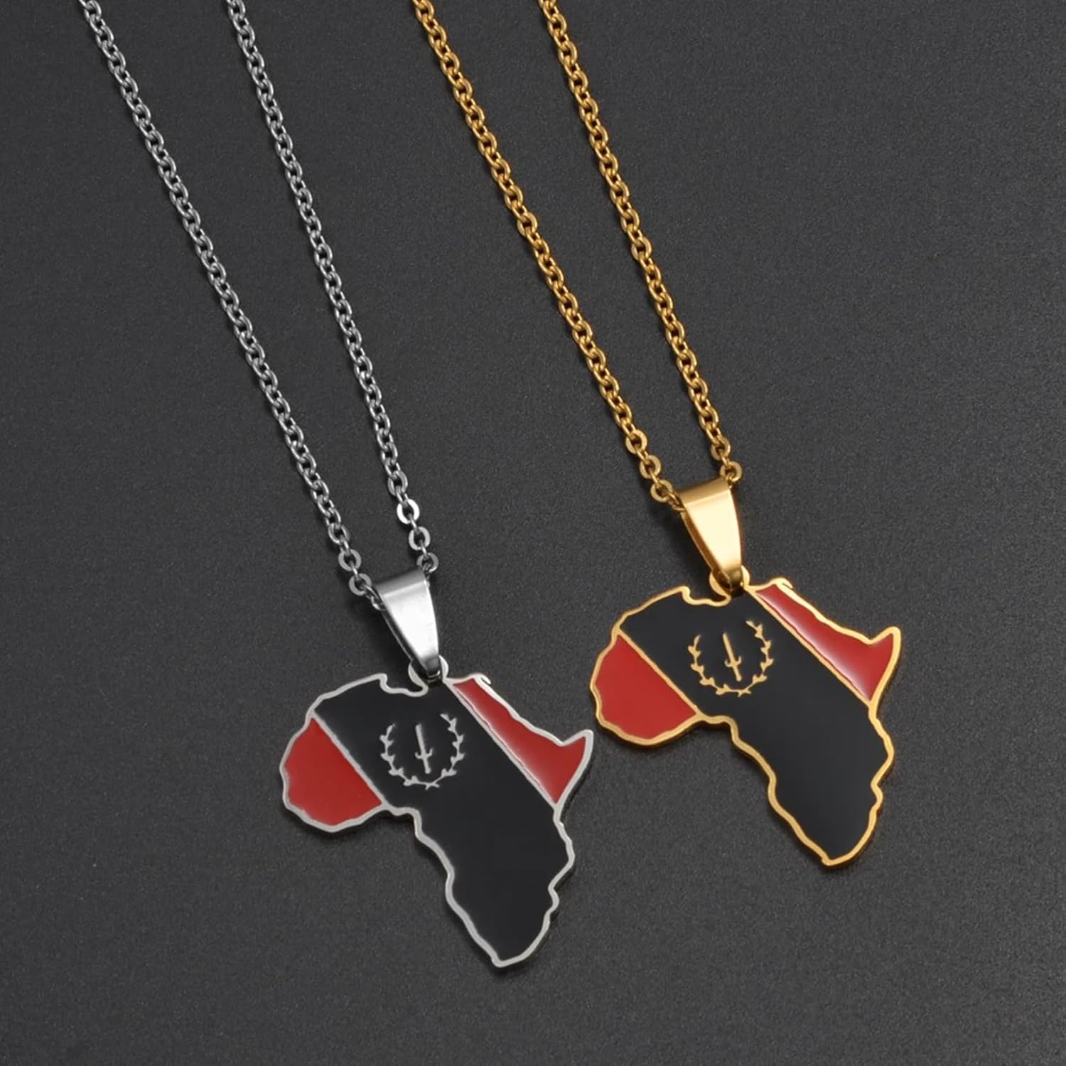 Black American Heritage Flag Necklace for Men Women Jewelry image 3