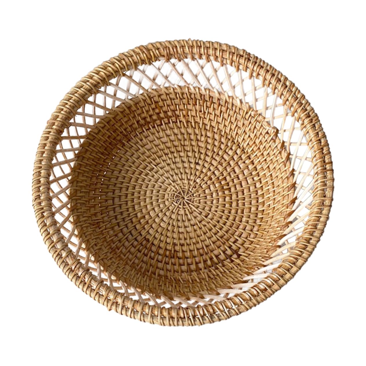 BRIGHTFUFU Handwoven Woven Bread Basket Round Rattan Serving Basket for Fruits Snacks and Decor Stylish Storage for Living Room and Dining Table