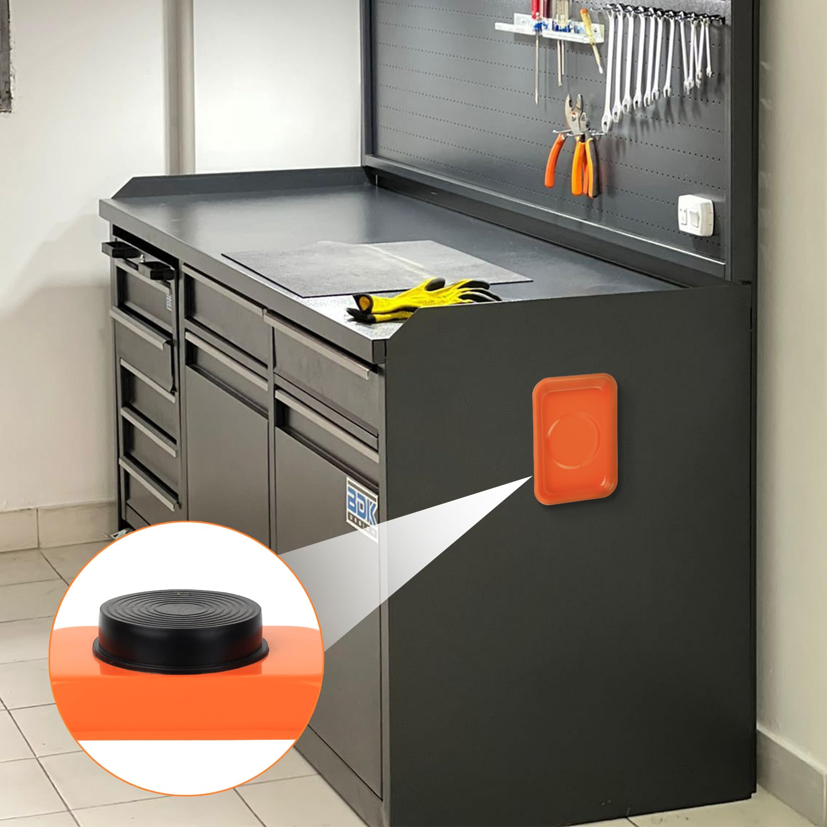 3 Pcs Bandejas Magnéticas para Tuercas y Tornillos, Bandeja Magnética de Acero Inoxidable para Piezas Herramientas Taller Mecanico Brocas Herramientas Metálicas(9,5 x 6,5 x 2,5 cm,15 x 6,5 x 2,7 cm) - 4