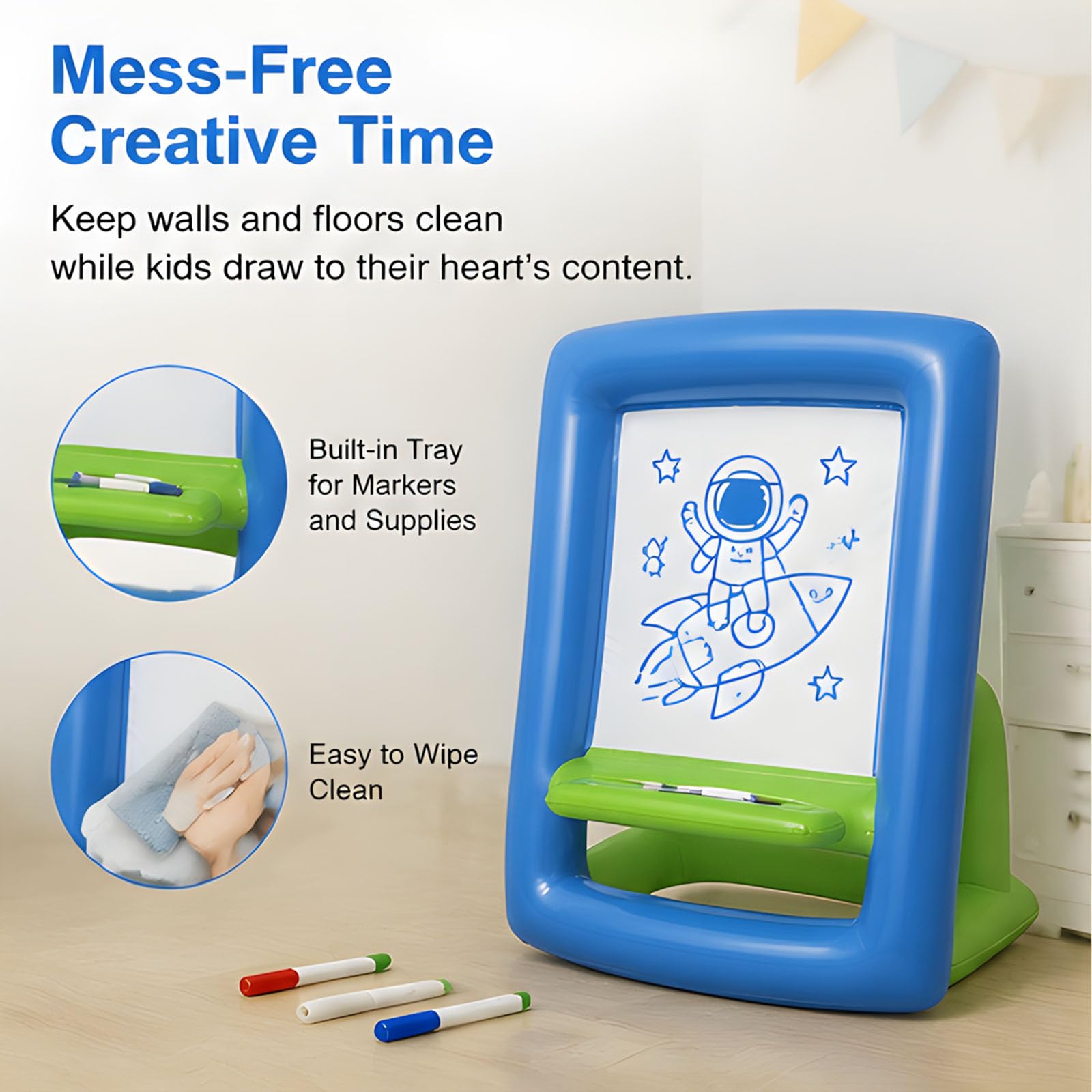 PVC Kunstwand für Kleinkinder für Aktivitäten Innenbereich, große stehende Zeichentafel, Thema „Formerkundung “, Lernecke für Familienzimmer, kreativer Mittelpunkt, stehendes Zeichenbrett für für