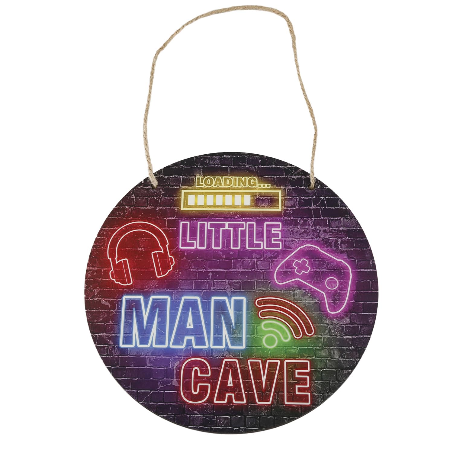 Tabanzhe Little Man Cave Gaming Sign,Neon Style Gamer Room Decor for Boys Kids & Teen,Video Game Wall Art Door Hanging Sign for Bedroom Playroom, Cool Gaming Gift