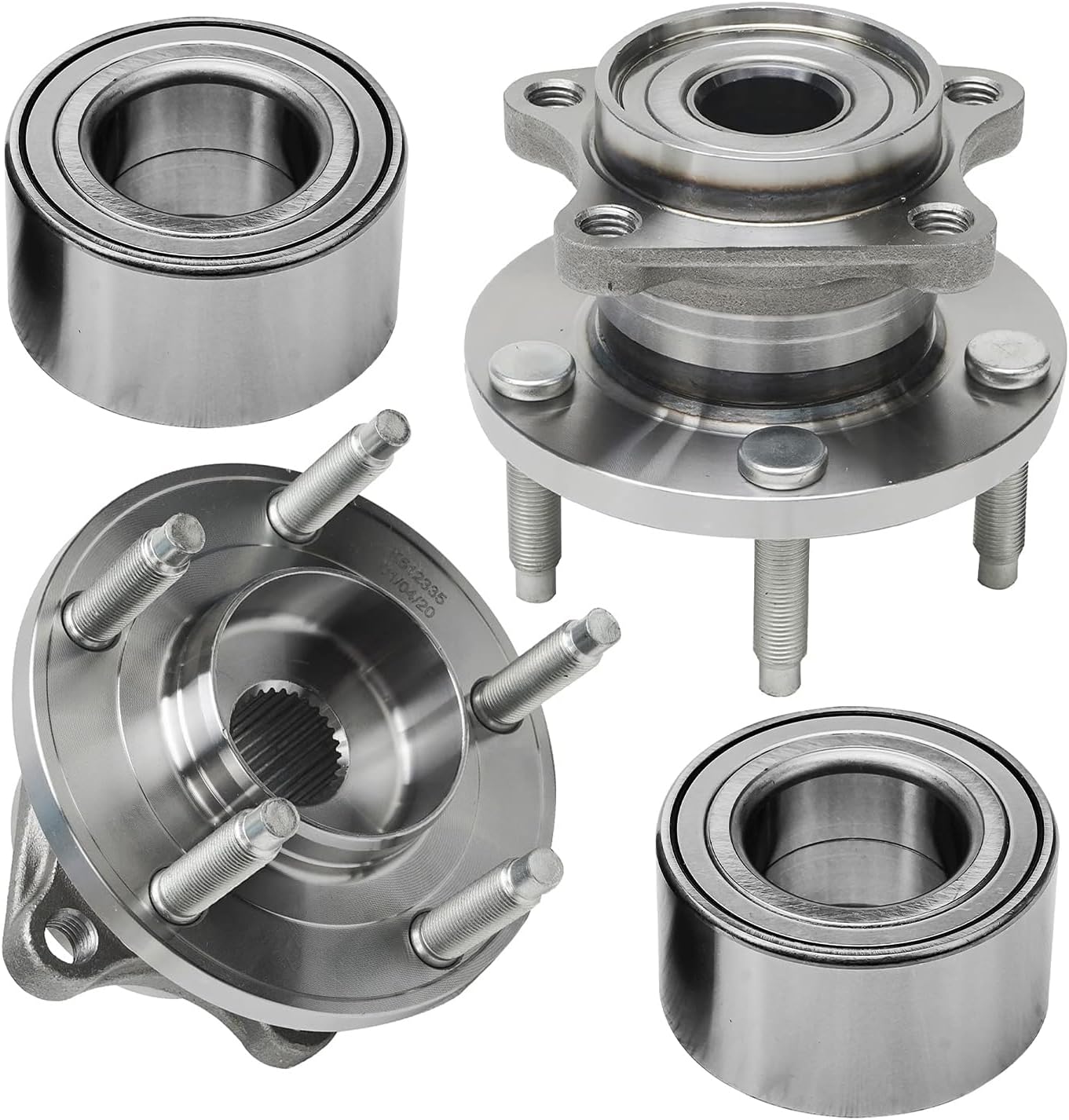 Detroit Axle - AWD 4pc Wheel Bearing Wheel Bearing Hubs Assembly for 2007-2010 Ford Edge, 2007-2010 Lincoln MKX 5 Lug Non-ABS, Front and Rear Replacement