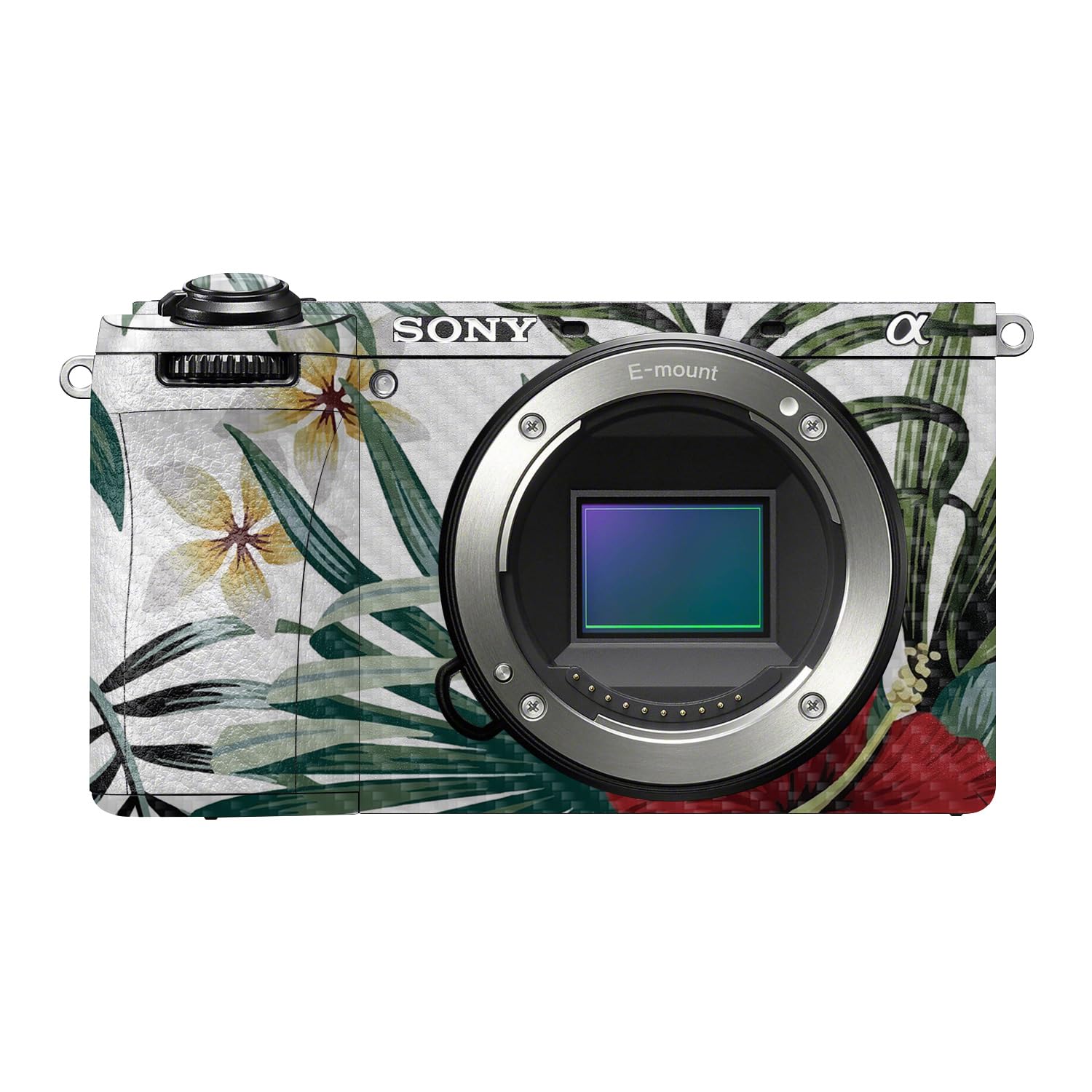 Carbon Fiber Camera Skin Compatible with Sony A6700 Mirrorless Camera (2023) - Tropical Hibiscus - Premium 3M Vinyl Protective Wrap Decal Cover - Easy to Apply | Crafted in the USA by MightySkins