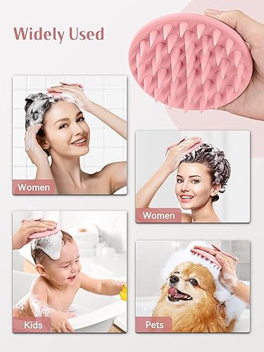 Miniatura 6 de HEETA Cepillo masajeador de cuero cabelludo con cerdas de silicona para eliminar la caspa, cuidado del cuero cabelludo y crecimiento del cabello,