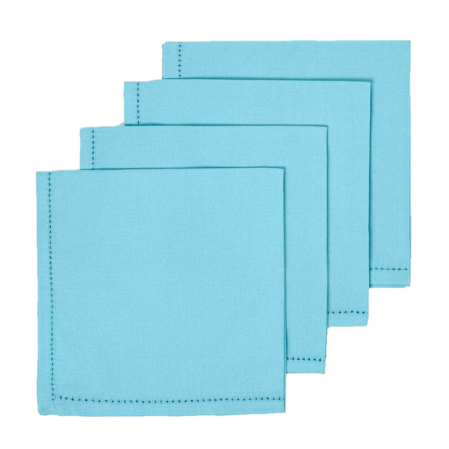 Homescapes Cotton Fabric 4 Napkins Set in Blue