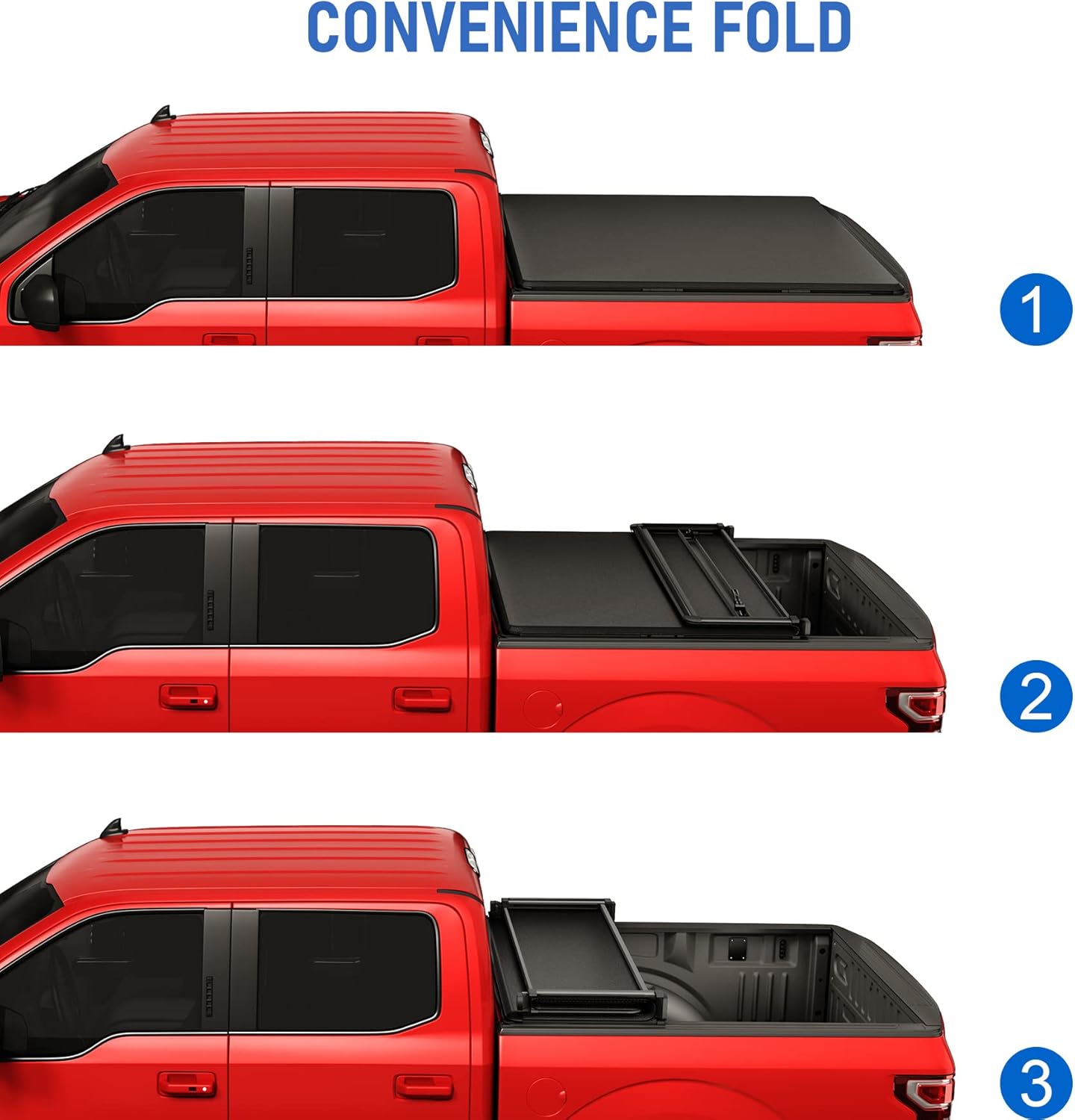JDMSPEED Soft Tri-Fold Truck Bed Tonneau Cover Compatible with 2022 2023 Ford Maverick 4.6FT Tonneau Cover Bed,Truck Bed Cover with LED Light and 118 inch Waterproof Strips