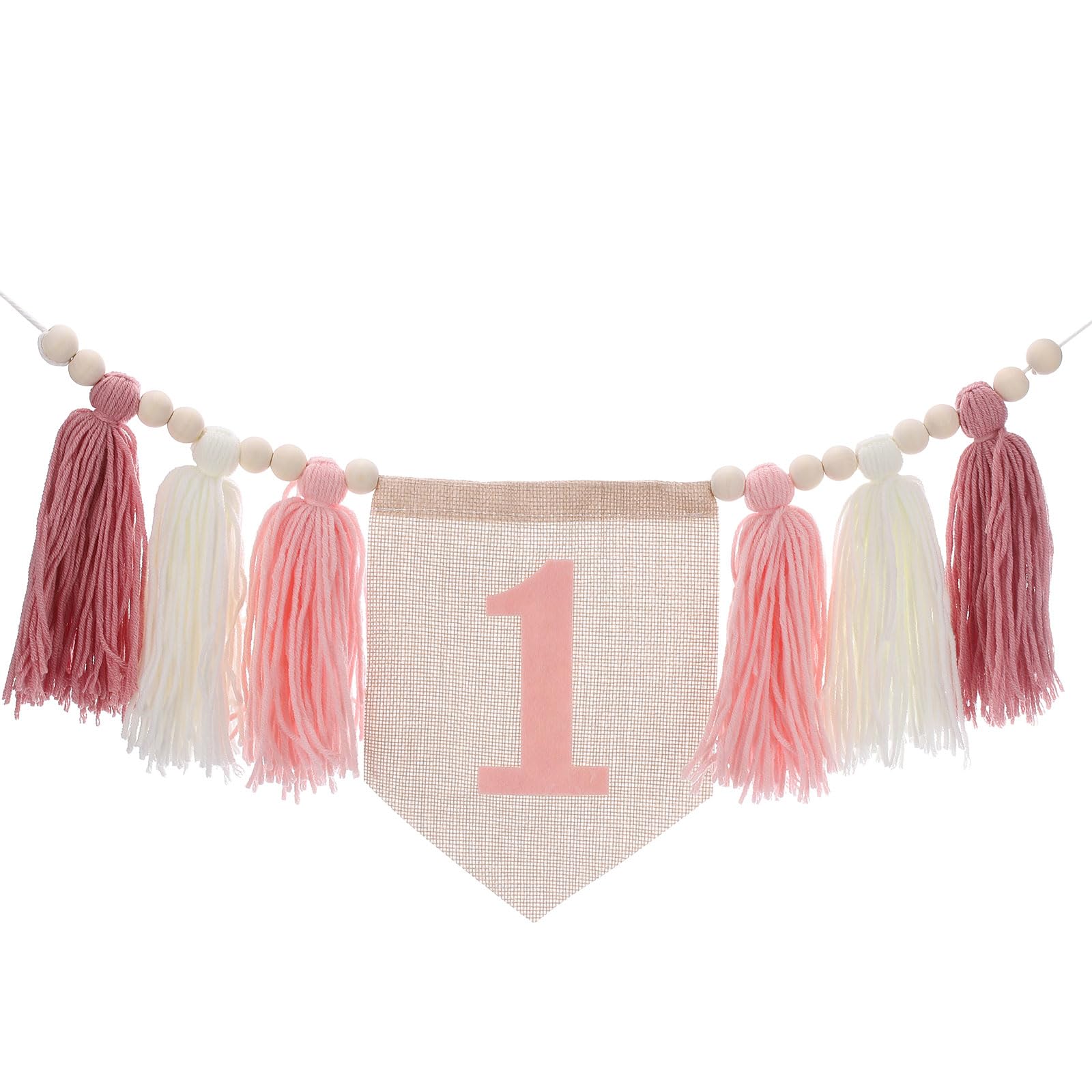 Bannière de chaise haute 1er anniversaire rose accessoire photo