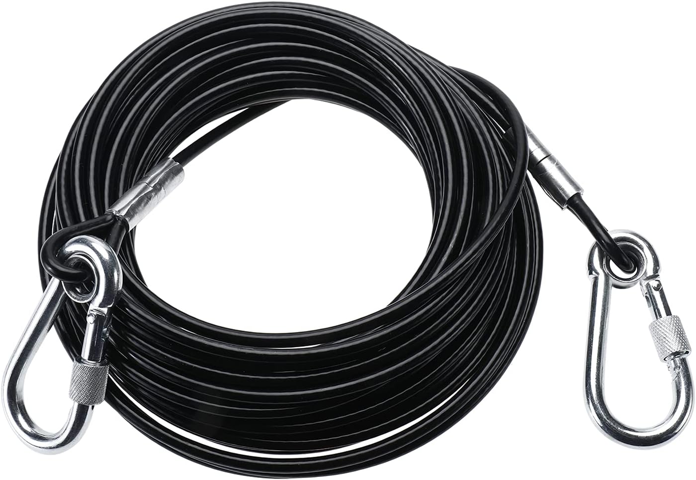 Erfo Dog Tie Out Cable, Tie Out Cable Chains for Dogs up to 300 Pound (70FT) Black