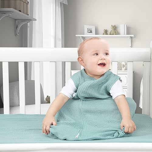 Miniatura 2 de Paquete de 2 sacos de dormir para bebé de 18 a 24 meses, 100% muselina de algodón orgánico, con cremallera de 2 vías, cómodas y elásticas