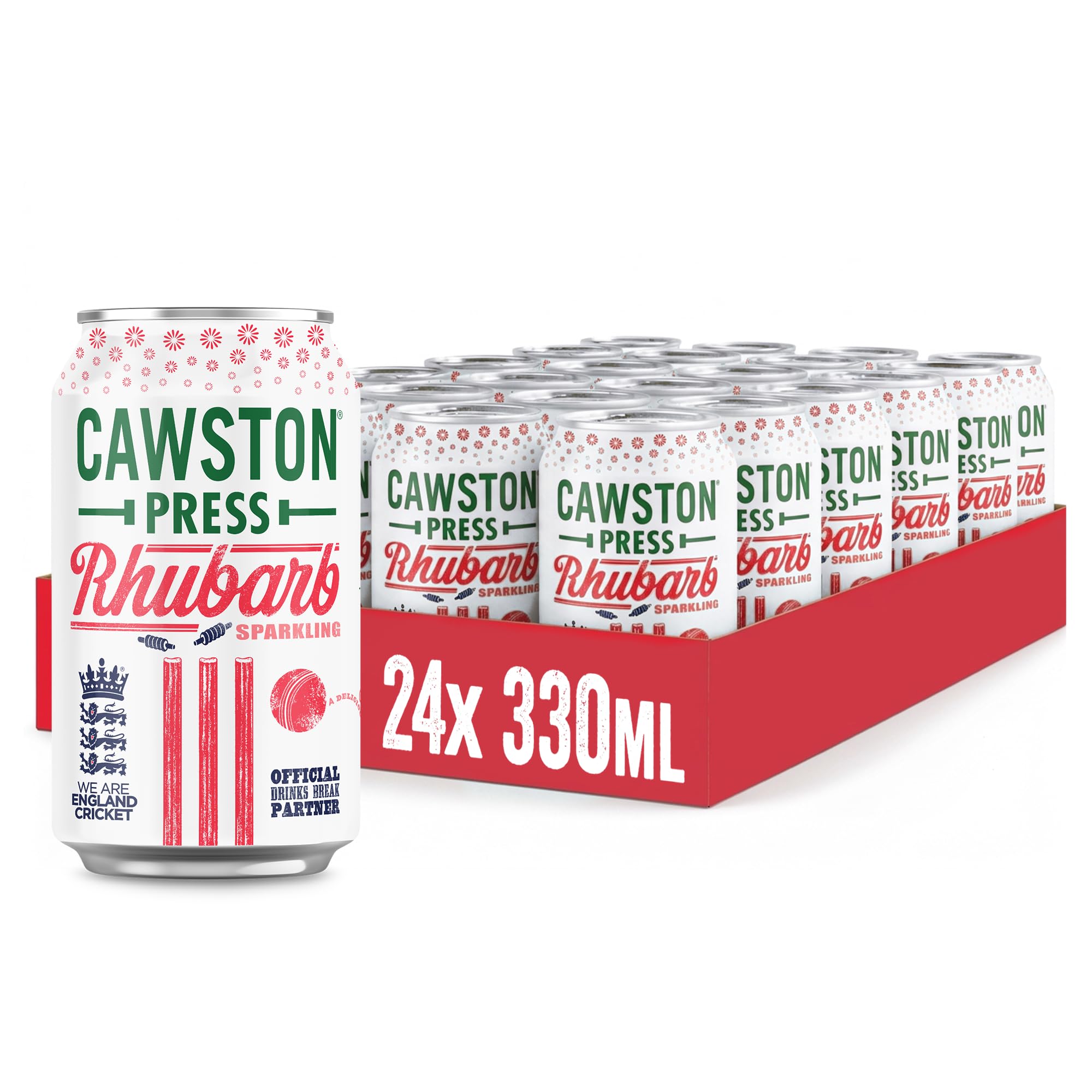 Cawston Press Rhubarb Fizzy Drink Blended With Sparkling Water And Pressed Apple Juice - 330Ml (Pack Of 24)
