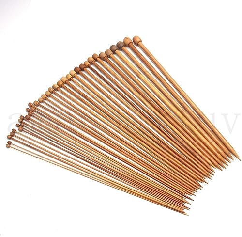 Miniatura 6 de Milisten Juego de agujas de tejer de bambú de 36 Uds., kit de agujas rectas para suéter de punto carbonizado, agujas de tejer profesionales de