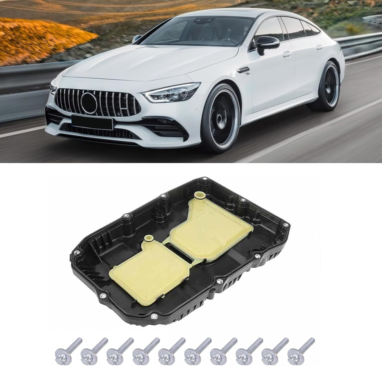 7252703707 Auto Automatic Transmission Oil Pan Kit Transmission Oil Pan For Benz 9AT 725 X218 C218 W205 S205 C205 W213 C238 C253 X253 C292 W166 X166 R172 E300 CLS GLC GLE GLS Replace# 7252703203