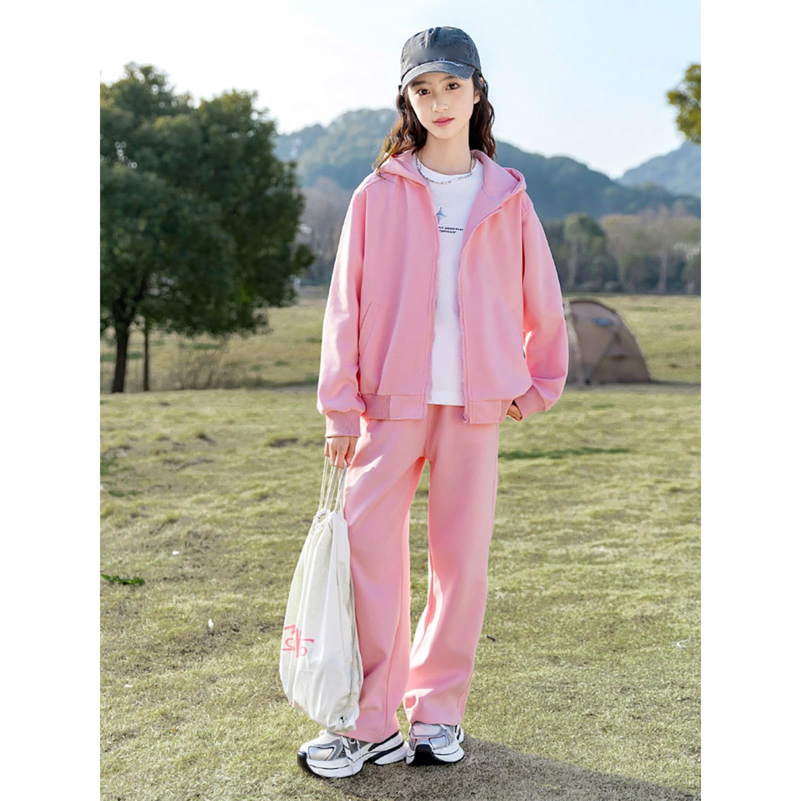amropi Filles Ensemble de Survêtement Veste à Capuche et Jogging Pantalon 2 pièces Sport Vêtement pour 3-13 Ans