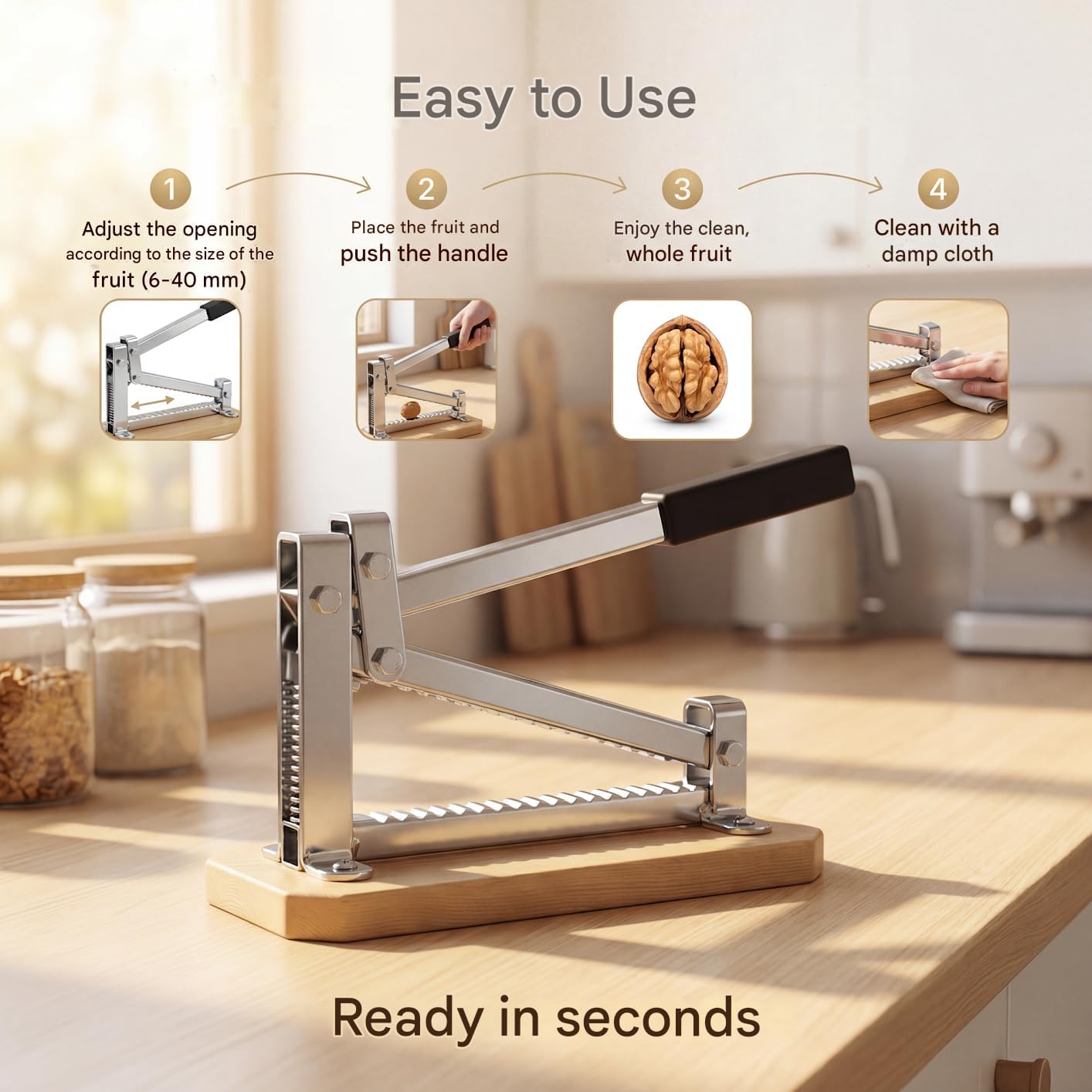 Manual Nut Cracker – Heavy Duty Walnut & Pecan Sheller – Adjustable and Detachable Nut Cracking Tool for Home Use (Manual disassembled)