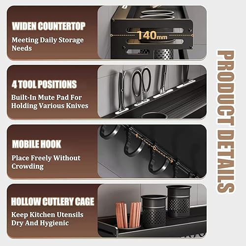 Miniatura 6 de Soporte colgante de pared para especias, ahorro de espacio para cocina, estante de almacenamiento de cocina para utensilios, organizador de baño