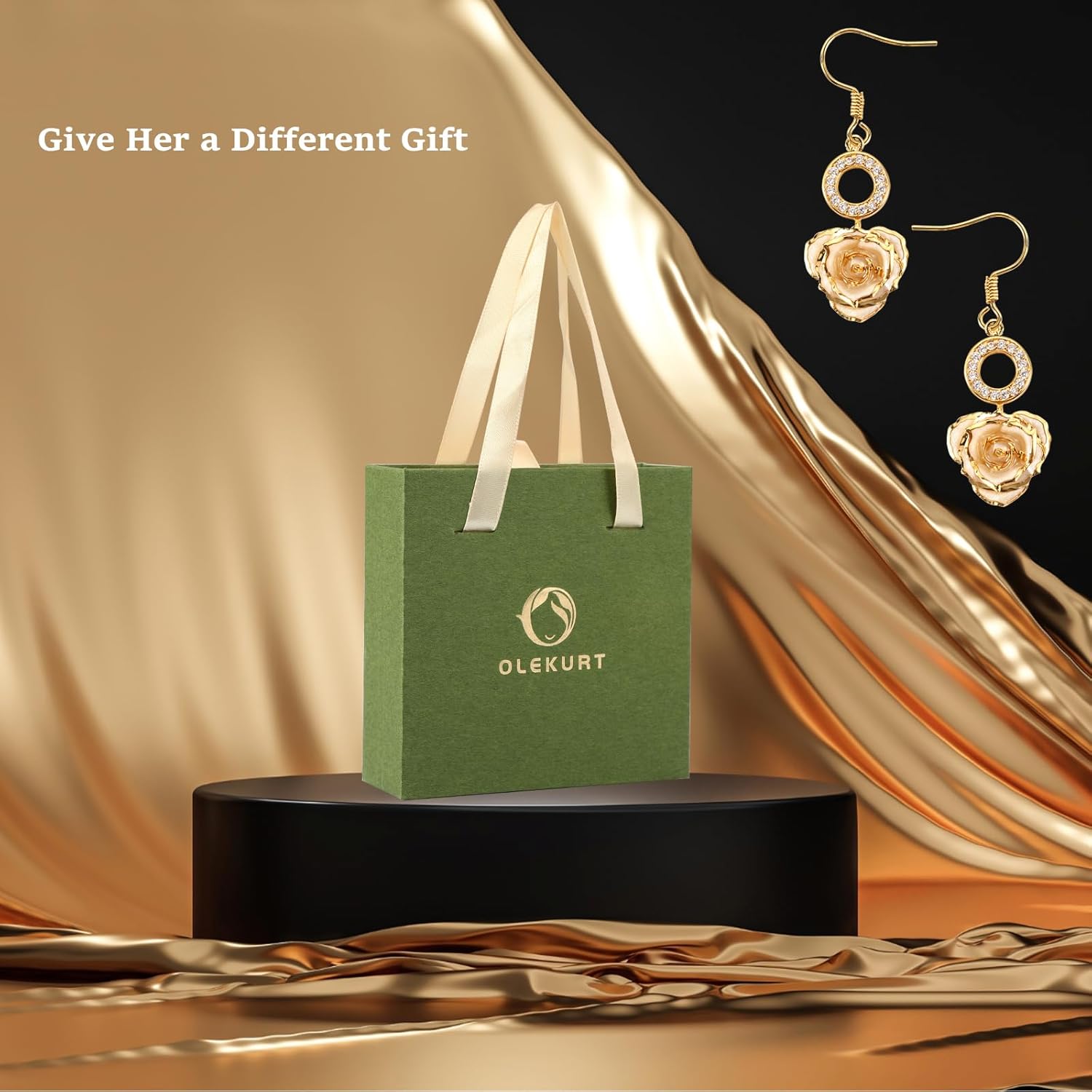 24K Gold Dipped Real Rose Earrings - Dangle Drop Earrings Best Gift for Women Wife Mom Anniversary Mother's Day Birthday Valentines Day - Image 4