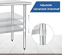 Vista 3 de HARDURA Stainless Steel Table 24X36 Inches with Undershelf and Galvanized Legs NSF Heavy Duty Commercial Prep Work Table for Restaurant Kitchen Home