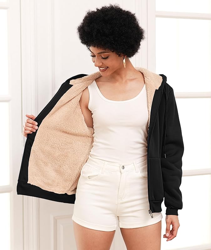 SWISSWELL Hoodies for Women Winter Fleece Sweatshirt Sherpa Lined Jacket image 2