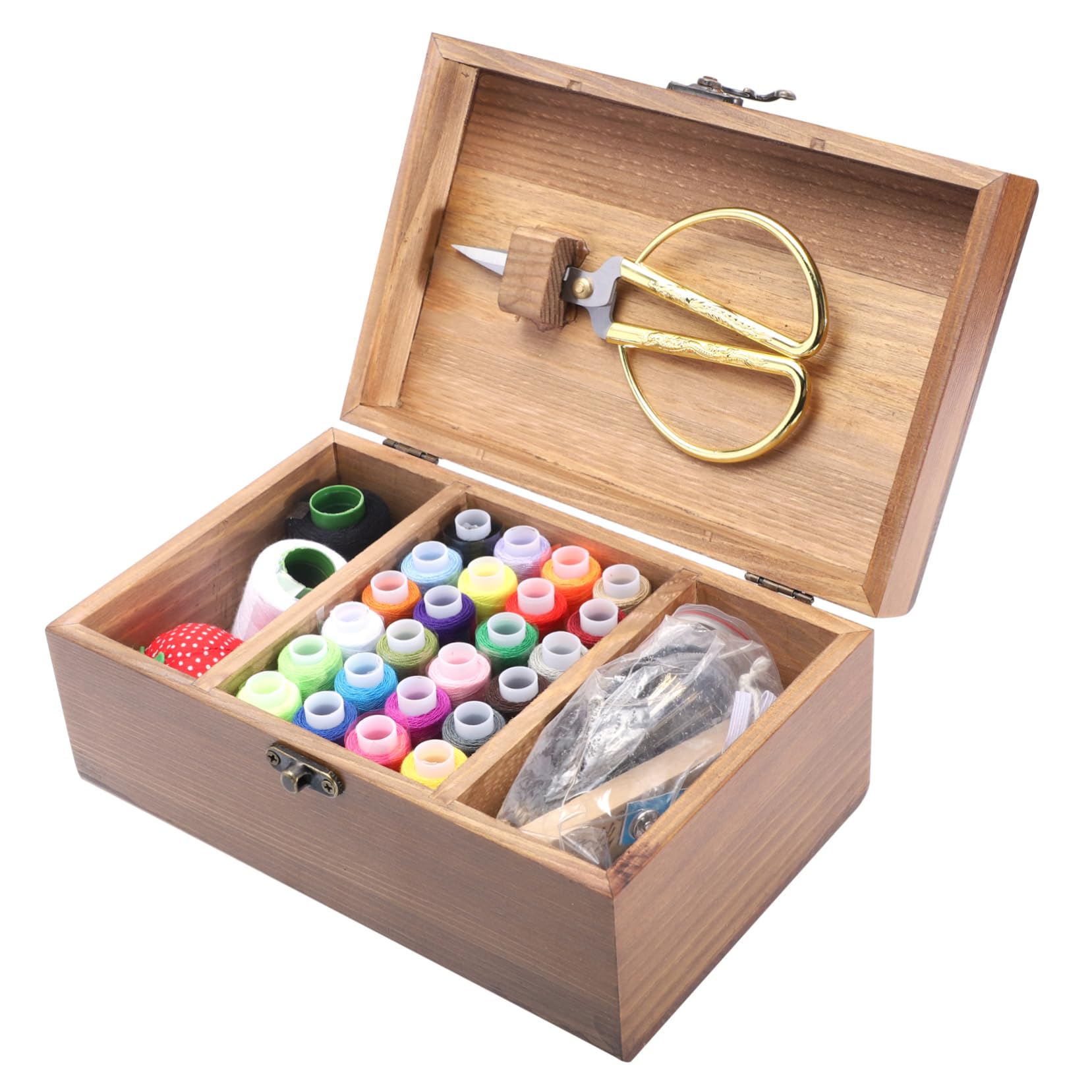 NUOBESTY 1 Caja De Juego conjunto de caja de costura costureros vintage costureros completos kit de accesorios de costura organizador de almacenamiento de costura estuche de costura manual